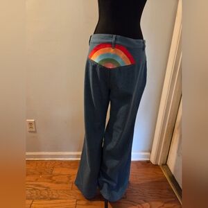 Women’s Blue Jeans with Rainbow Back Detail